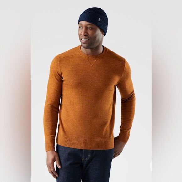 Smartwool Men's Sparwood Crew Sweater Pecan Brown-Squash - Picture 1 of 8